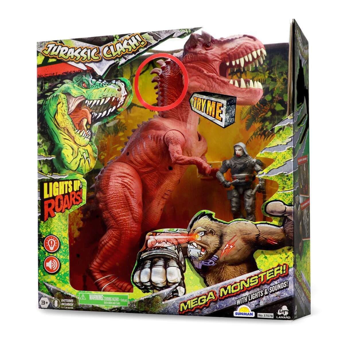 Figurina articulata, Dinozaur cu figurina, Lanard Toys, Jurassic Clash, Rosu