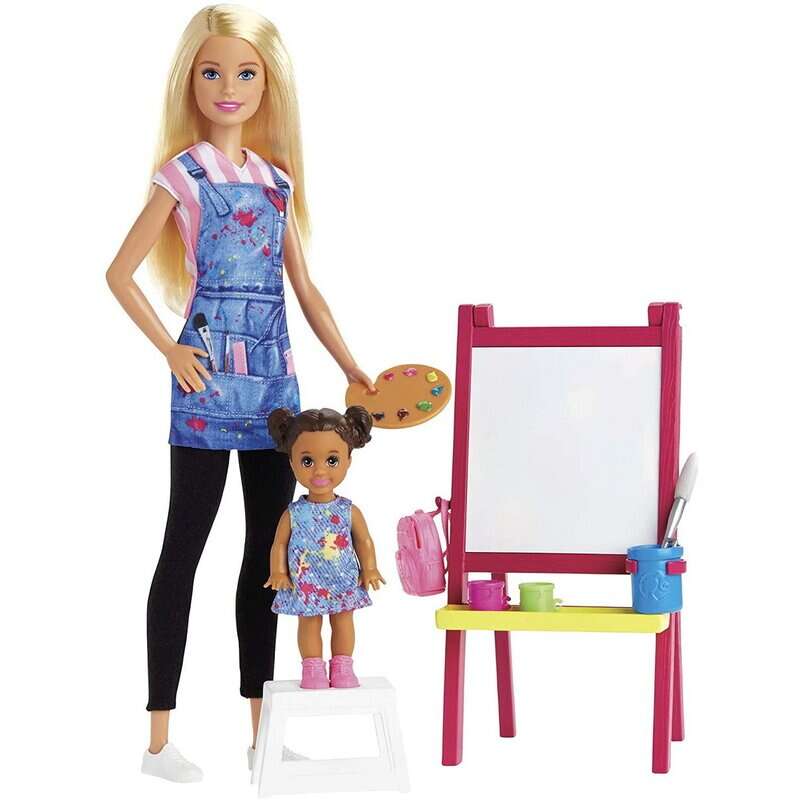 Mattel - Papusa Barbie Cariera , Cu mobilier, Profesoara de pictura, Multicolor