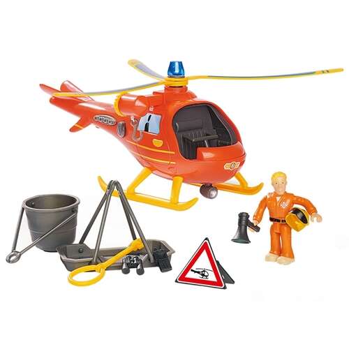Elicopter Simba cu Lumini si Sunete Fireman Sam Wallaby cu Figurina Tom