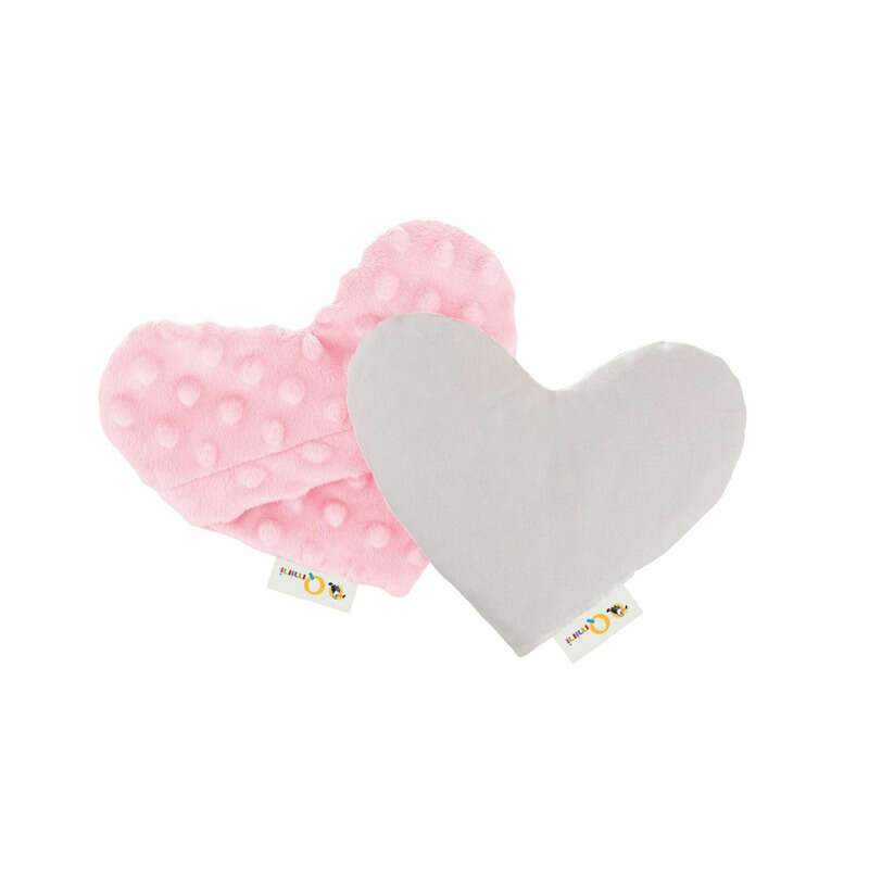 Qmini - Pernuta anticolici umpluta cu samburi de cirese, Cu doua fete, In forma de inima, Minky Pink