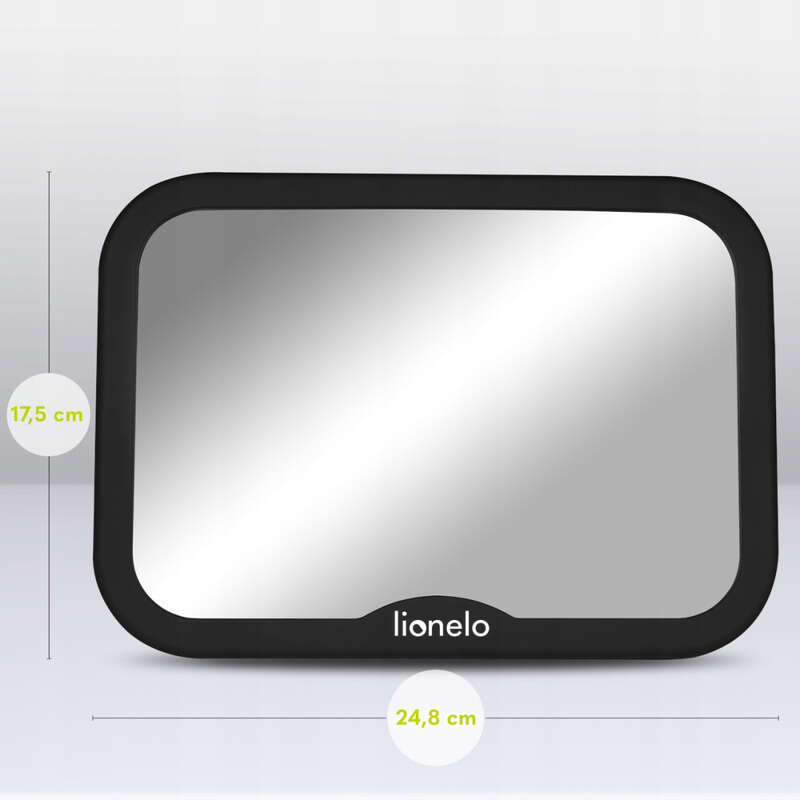 Oglinda auto retrovizoare Lionelo Sett 25x18 cm rotire 360 grade Black Carbon