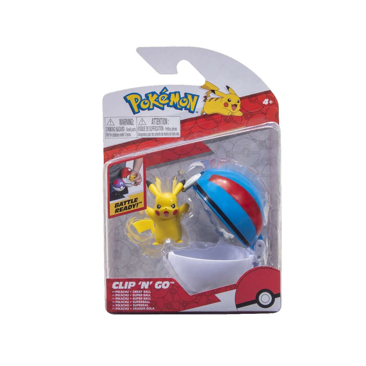 Pokemon - figurine clip n go, pikachu #9 & great ball