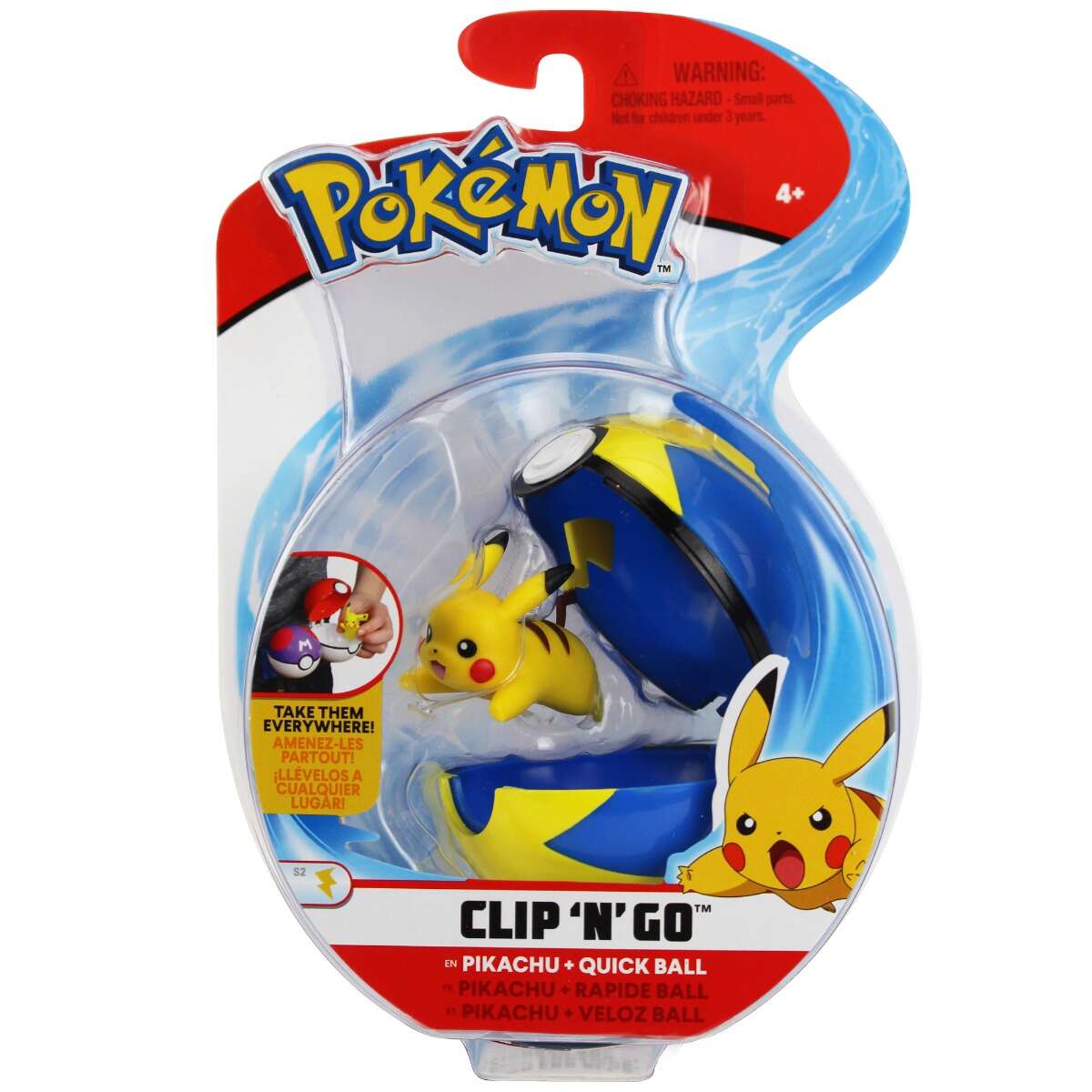Figurina in bila Clip N Go Pokemon S2 - Pikachu, Quick Ball (95061)