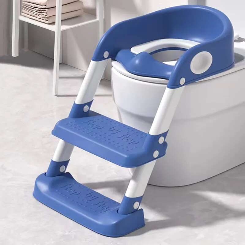Reductor toaleta cu scarita si inaltime reglabila Little Mom Step by Step Blue