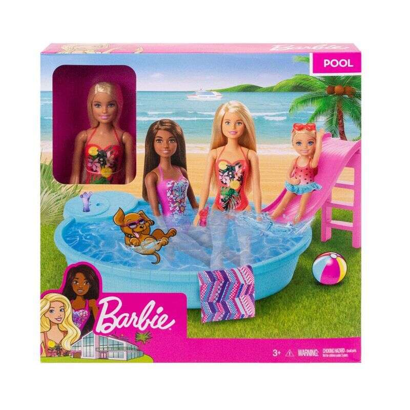 Set jucarii - Papusa Barbie cu piscina si accesorii | Mattel