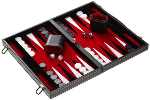 Set joc table Backgammon in stil Casino Mediu - 45x57 cm - Rosu - Imperfect