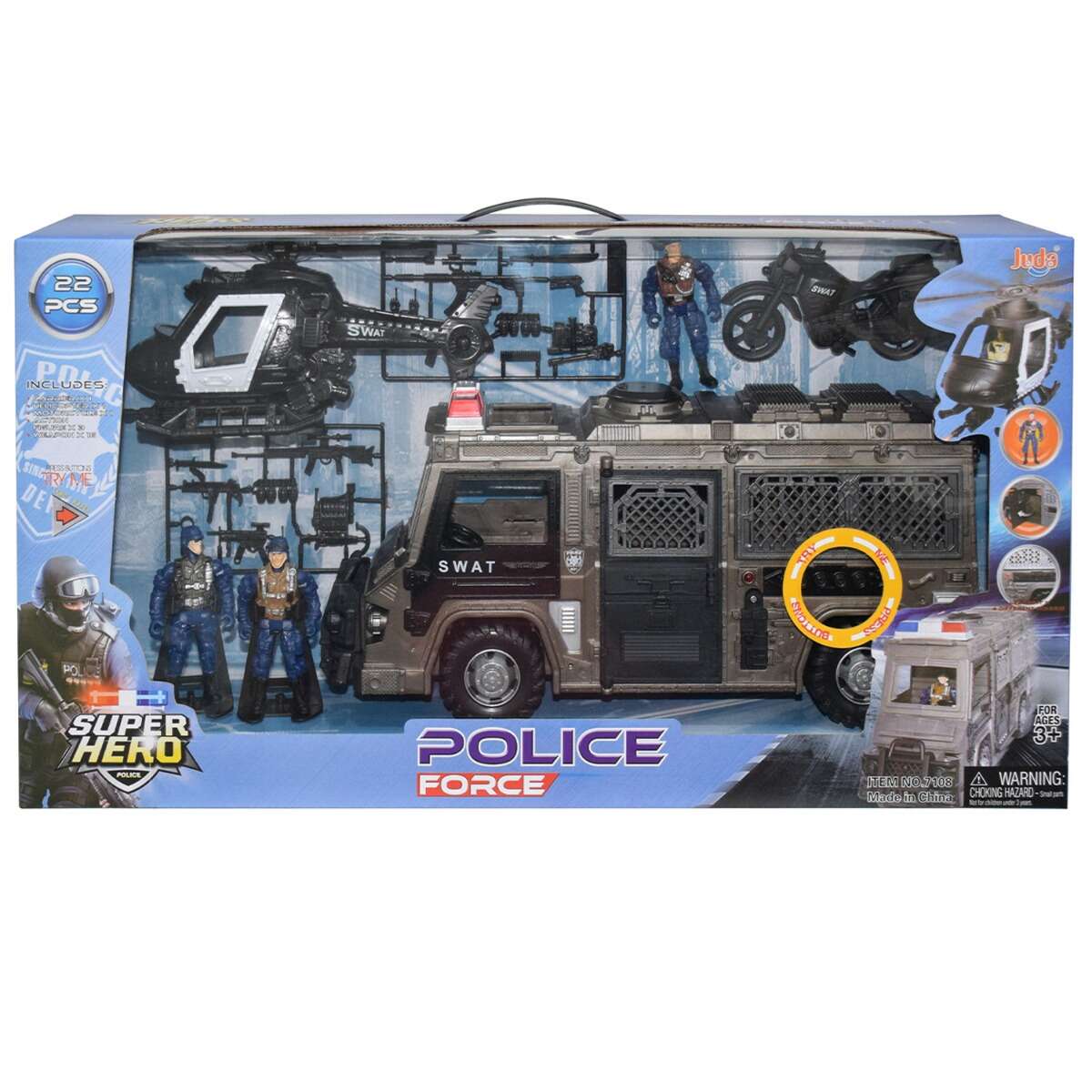 Set vehicule SWAT cu sunete si lumini si 3 figurine, Hero Combat, Police Force