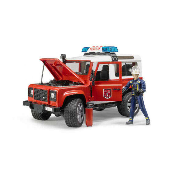 Masinuta - Pompieri Land Rover Defender cu figurina | Bruder