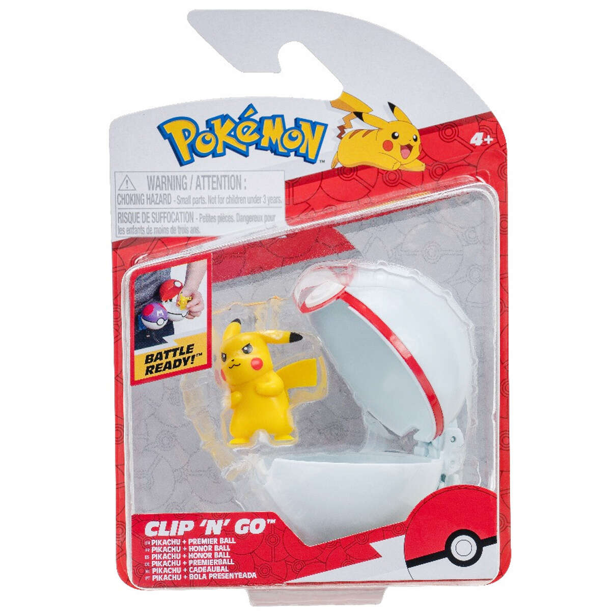 Figurina in bila Clip N Go Pokemon S2, Pikachu si Premier Ball