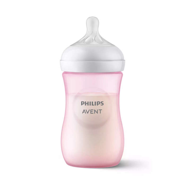 Philips Avent - Biberon Natural Response, 1 luni+, 260 ml, Fara BPA, Anticolici, Roz