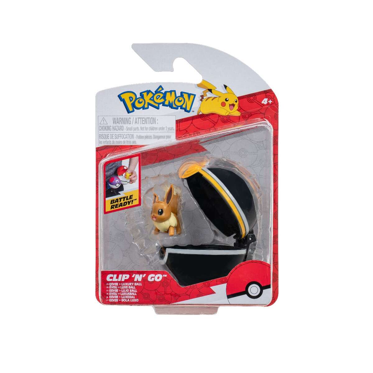 Pokemon - figurine clip n go, eevee #3 & luxury ball