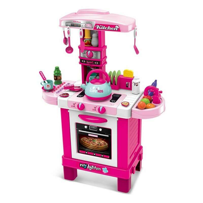 Bucatarie copii cu multiple accesorii, lumini si sunet, Baby Mix, Little Chef Pink