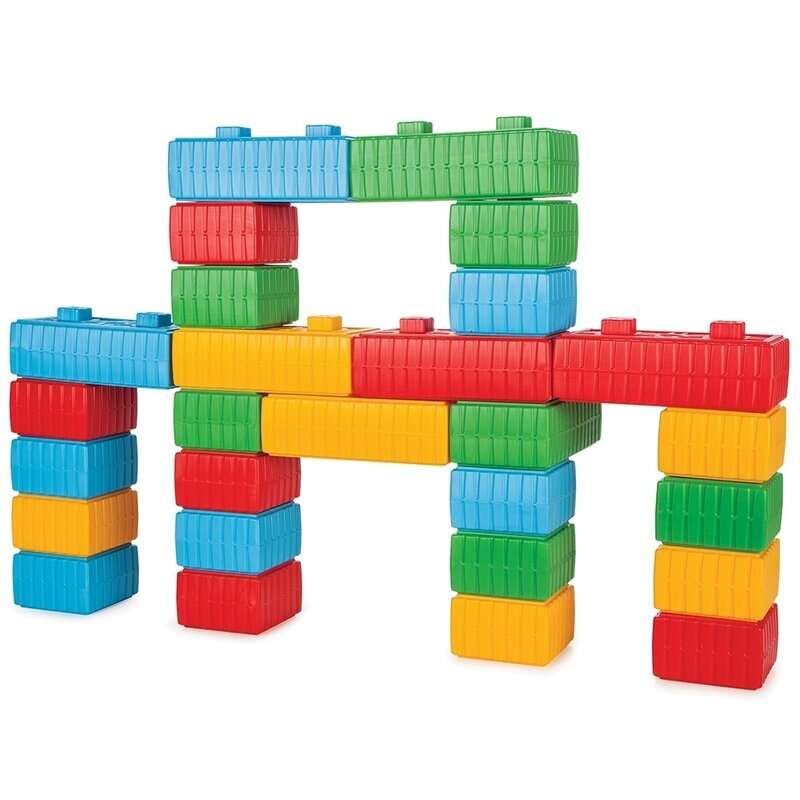 Jucarie Pilsan Cuburi de construit Brick Blocks and Car Set 43 piese